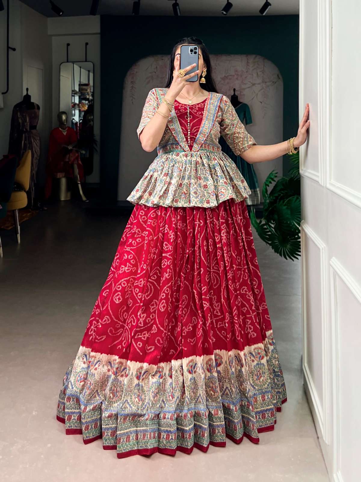 1108 COLOUR BY ASLIWHOLESALE DESIGNER PURE SILK BANDHEJ LEHENGAS-00195