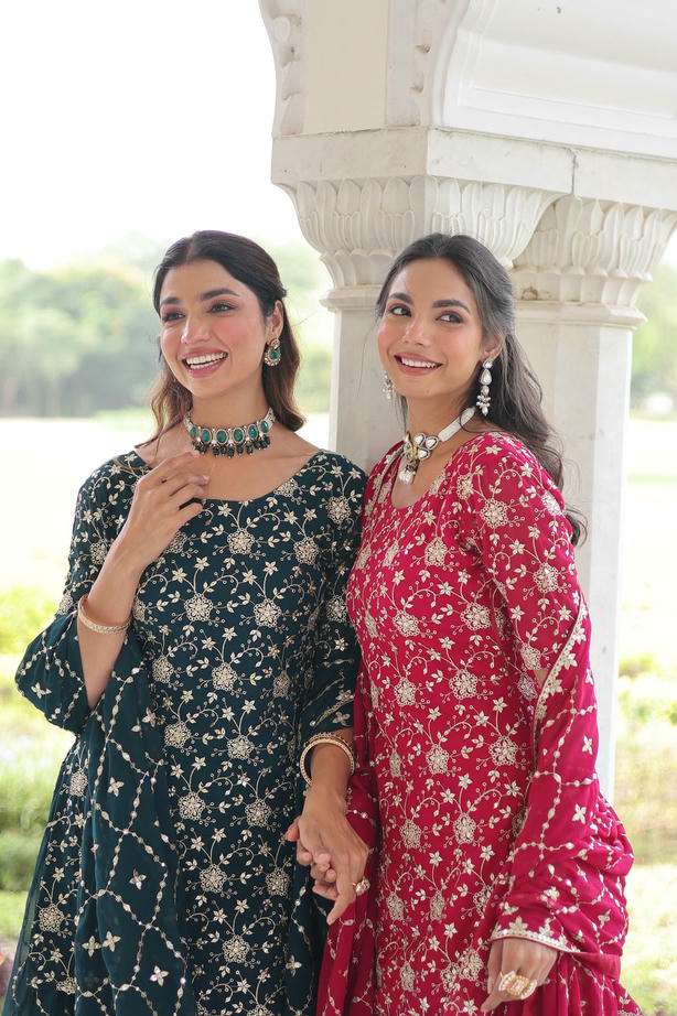 1210 COLOUR BY ASLIWHOLESALE DESIGNER PURE FAUX GEORGETTE EMBROIDERY DRESSES-00014 