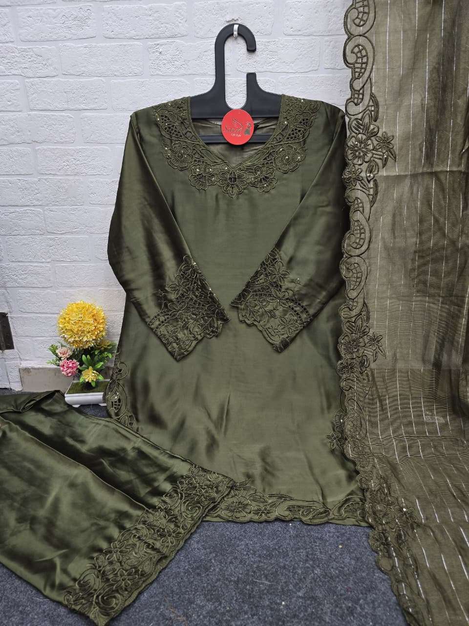 1221 SERIES BY ASLIWHOLESALE DESIGNER PURE SATIN EMBROIDERY DRESSES-00318