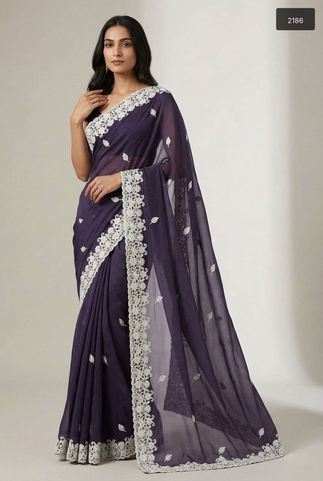 2186 COLOUR BY ASLIWHOLESALE DESIGNER PURE GEORGETTE EMBROIDERY SAREES-00103
