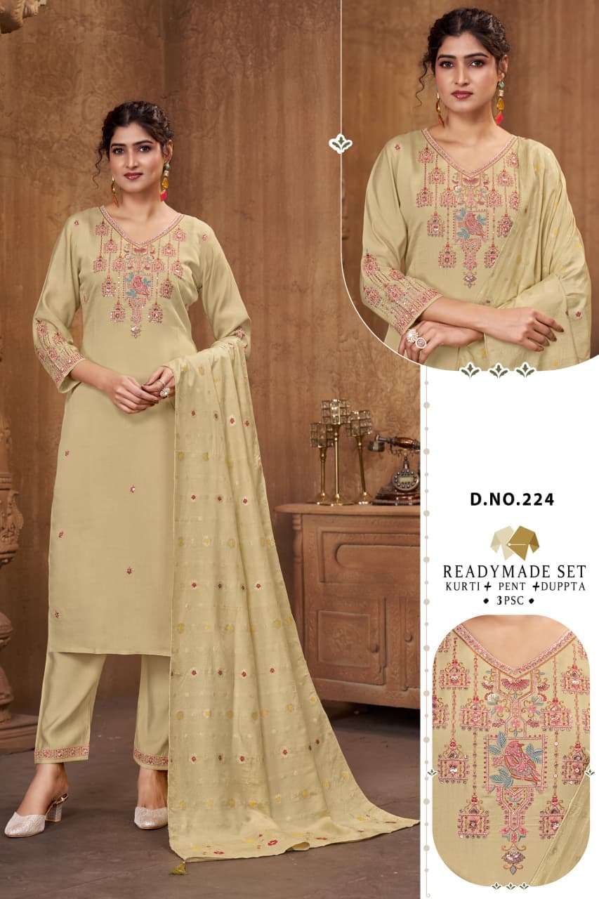 223 TO 224 SERIES BY ASLIWHOLESALE DESIGNER PURE ROMAN SILK EMBROIDERY DRESSES-00401