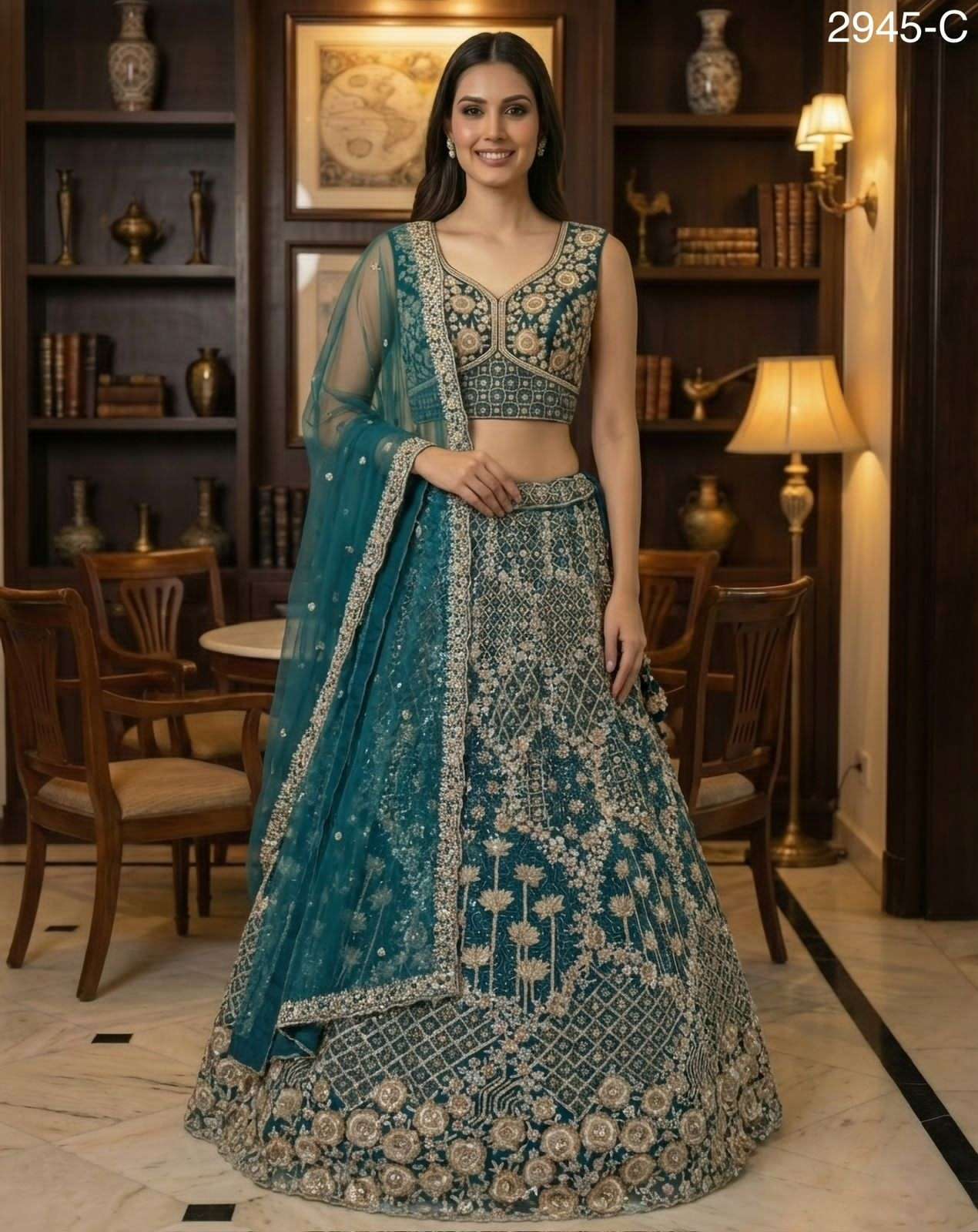 2945 HIT COLOUR BY ASLIWHOLESALE DESIGNER PURE NET EMBROIDERY LEHENGAS-00130