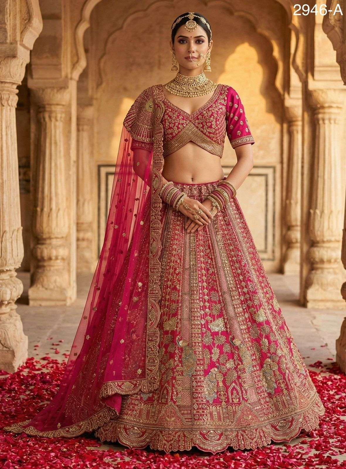 2946 HIT COLOUR BY ASLIWHOLESALE DESIGNER PURE GADHWAL SILK EMBROIDERY LEHENGAS-00130