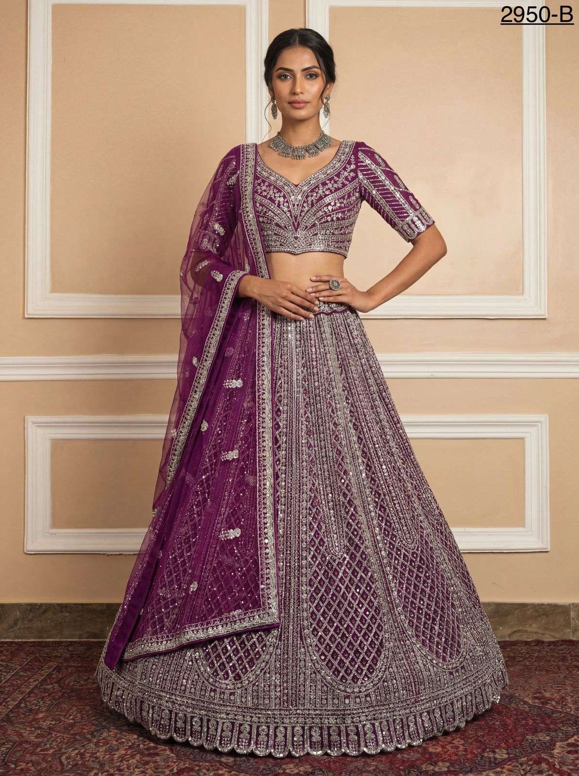 2950 HIT COLOUR BY ASLIWHOLESALE DESIGNER PURE NET EMBROIDERY LEHENGAS-00130