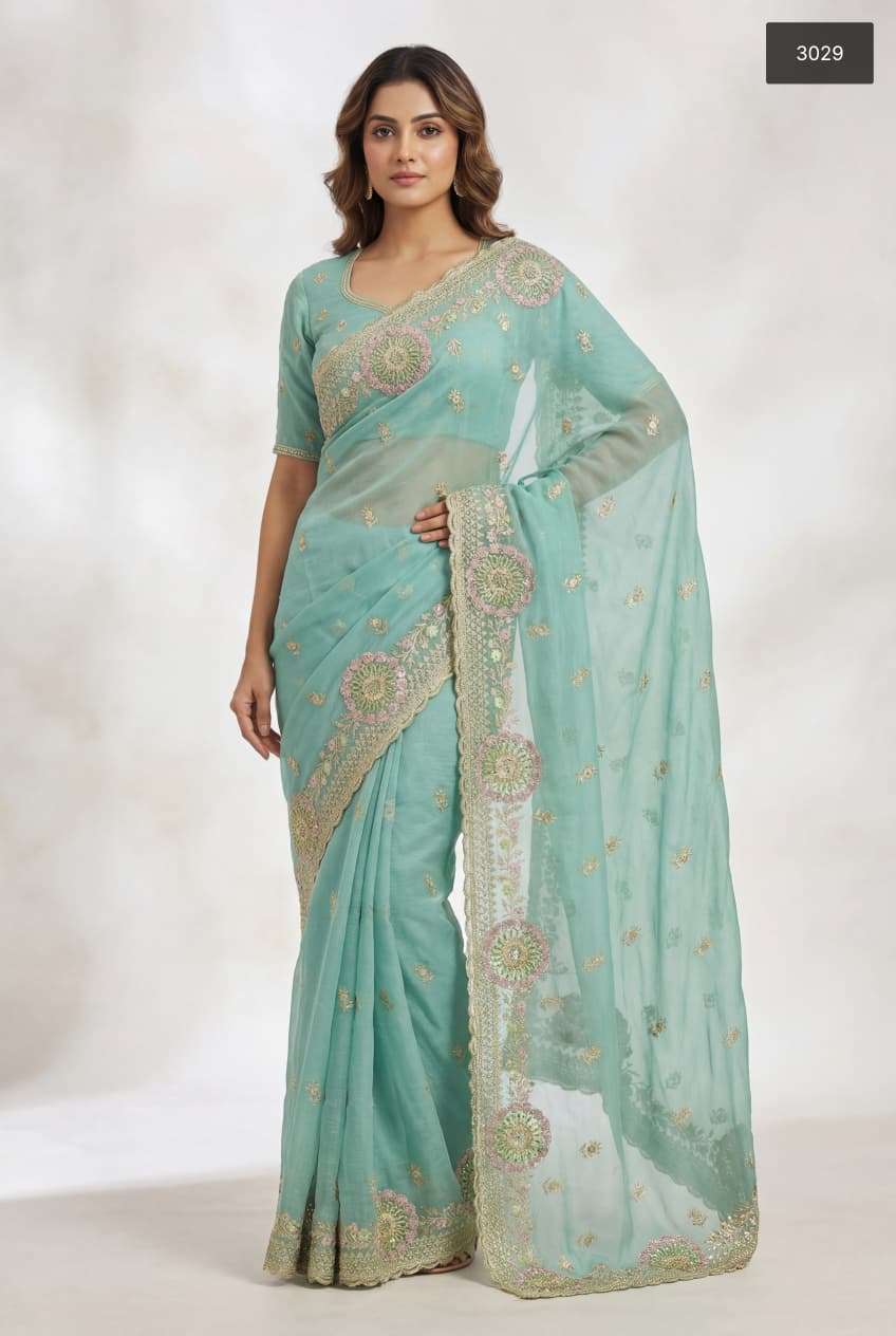 3029 COLOUR BY ASLIWHOLESALE DESIGNER PURE SIMMER EMBROIDERY SAREES-00103