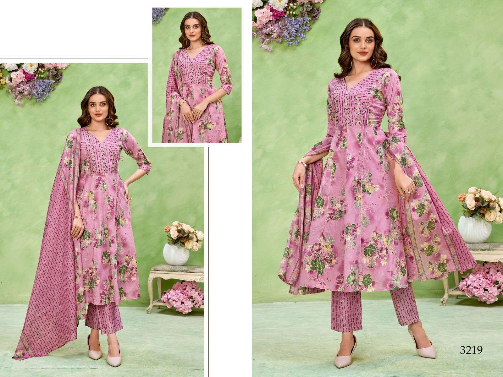 3218 TO 3219 SERIES BY ASLIWHOLESALE DESIGNER PURE CAMRIC COTTON EMRBOIDERY DRESSES-00014