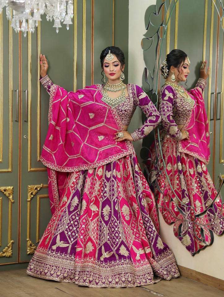 373 HIT COLOUR BY ASLIWHOLESALE DESIGNER PURE FAUX GEORGETTE EMBROIDERY LEHENGAS-00246