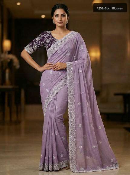 4258 COLOUR  BY ASLIWHOLESALE DESIGNER PURE FANCY EMBROIDERY SAREES-00262