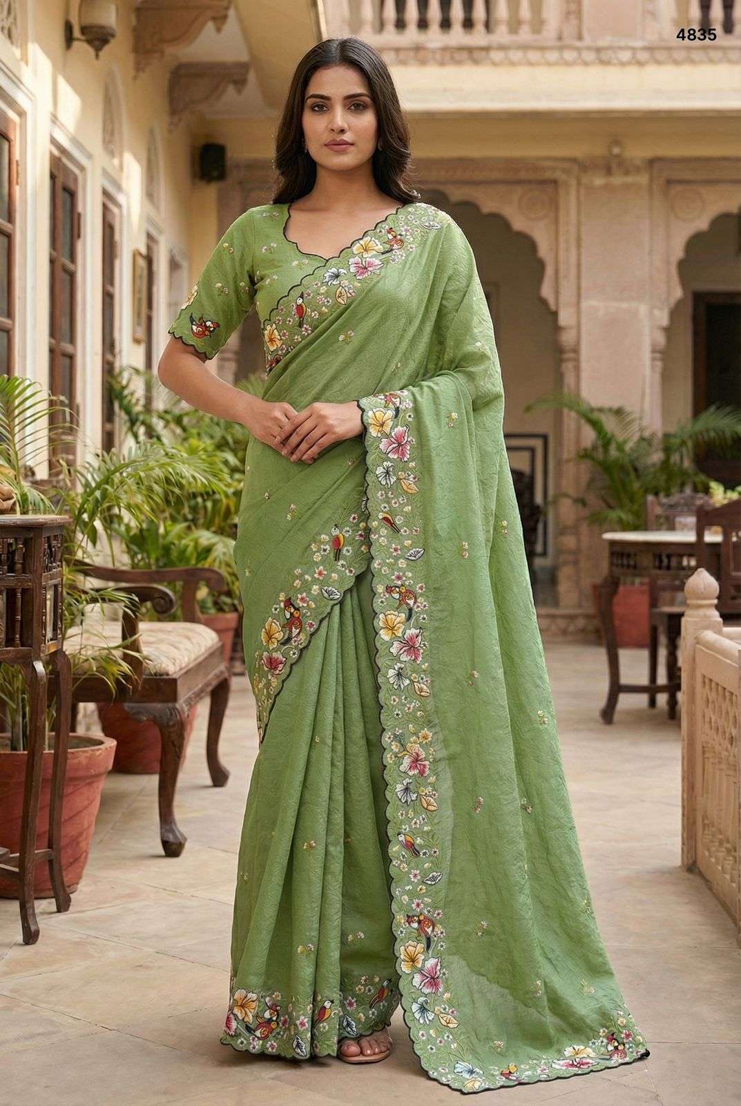4835 COLOUR BY ASLIWHOLESALE DESIGNER PURE SILK EMBROIDERY SAREES-00103