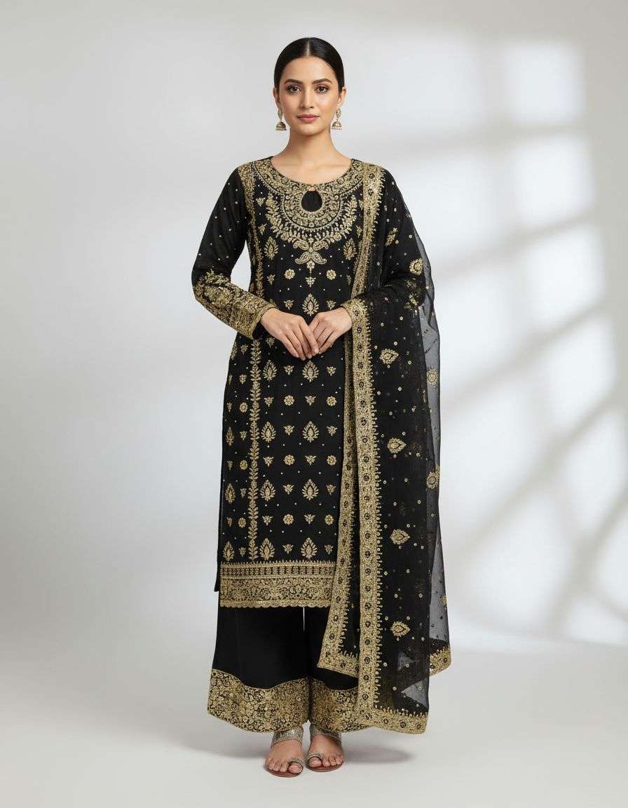 5214 HIT COLOUR BY ASLIWHOLESALE DESIGNER PURE FAUX GEORGETTE EMBROIDERY DRESSES-00262