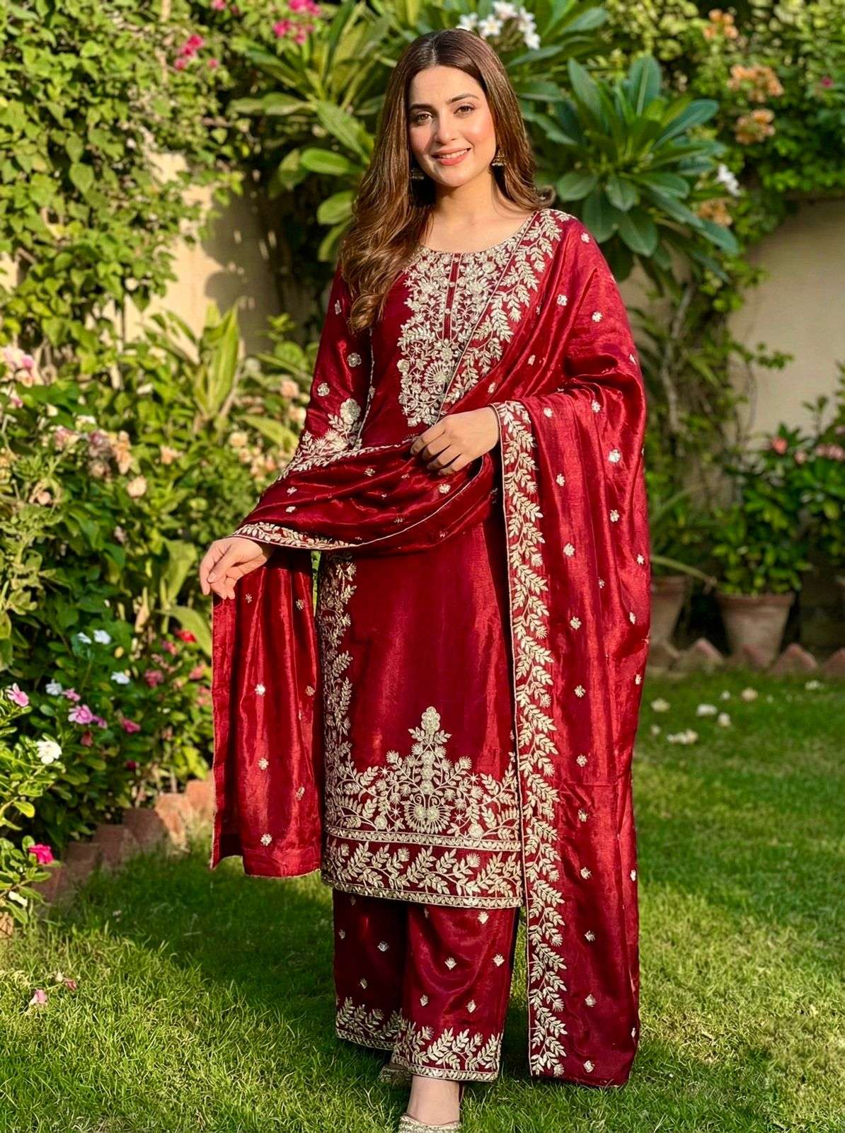 5316 HIT COLOUR BY ASLIWHOLESALE DESIGNER PURE GMY SILK EMBROIDERY DRESSES-00262