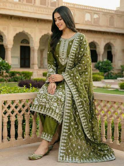 5320 HIT COLOUR BY ASLIWHOLESALE DESIGNER PURE GMY SILK EMBROIDERY DRESSES-00262