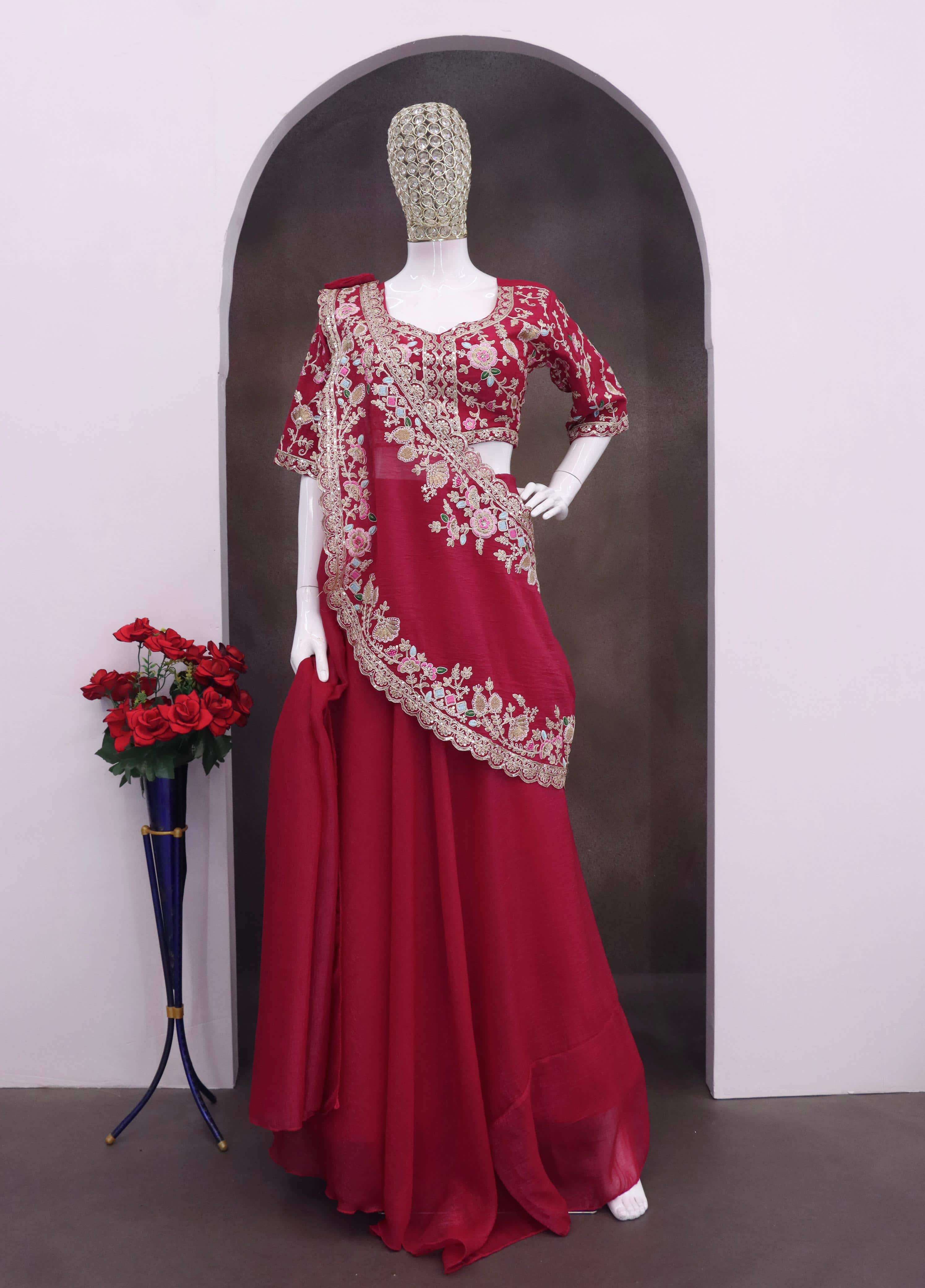 57 DESIGN BY ASLIWHOLESALE DESIGNER PURE CRUNCY SILK EMBROIDERY LEHENGAS-00287