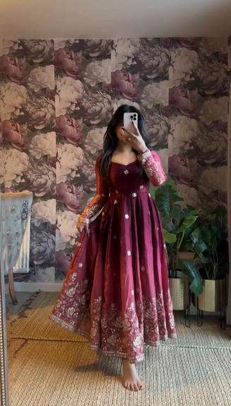 5955 HIT COLOUR BY ASLIWHOLESALE DESIGNER PURE CHINON SILK EMBROIDERY DRESSES-00242