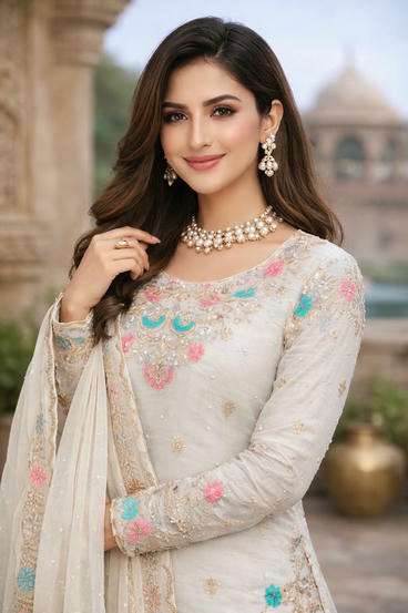 5956 HIT COLOUR BY ASLIWHOLESALE DESIGNER PURE SILK EMBROIDERY DRESSES-00242