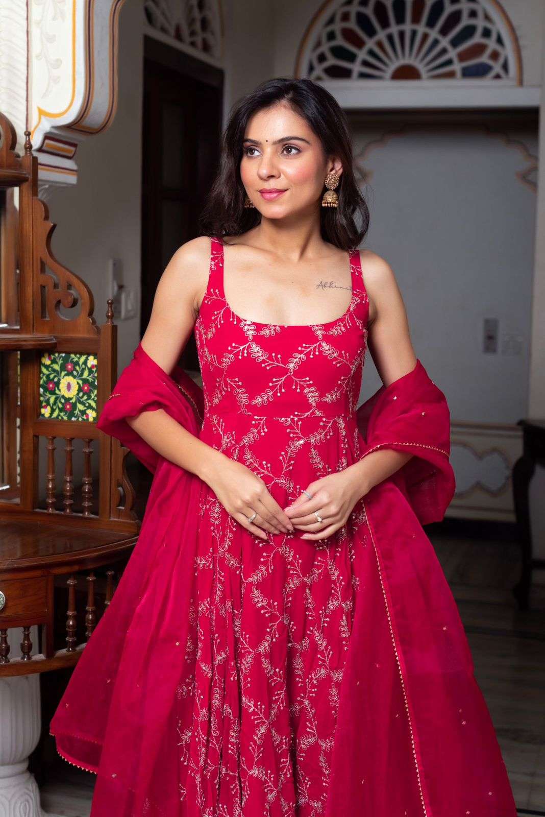5958 HIT COLOUR BY ASLIWHOLESALE DESIGNER PURE FAUX GEORGETTE EMBROIDERY DRESSES-00242