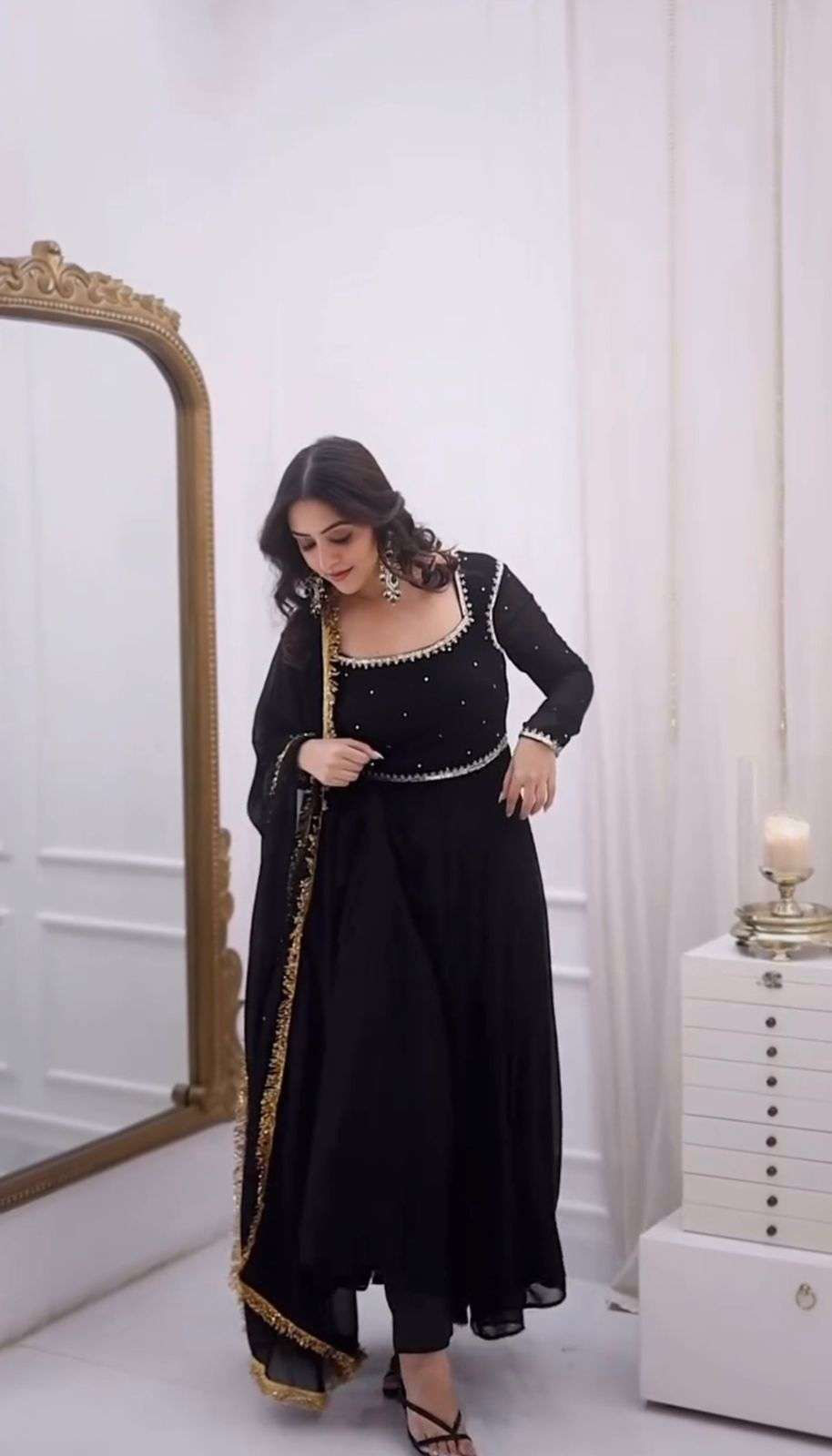 5966 HIT COLOUR BY ASLIWHOLESALE DESIGNER PURE FAUX GEORGETTE  EMBROIDERY DRESSES-00242