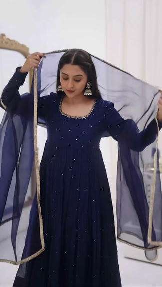  5967 HIT COLOUR BY ASLIWHOLESALE DESIGNER PURE FAUX GEORGETTE EMBROIDERY DRESSES-00242