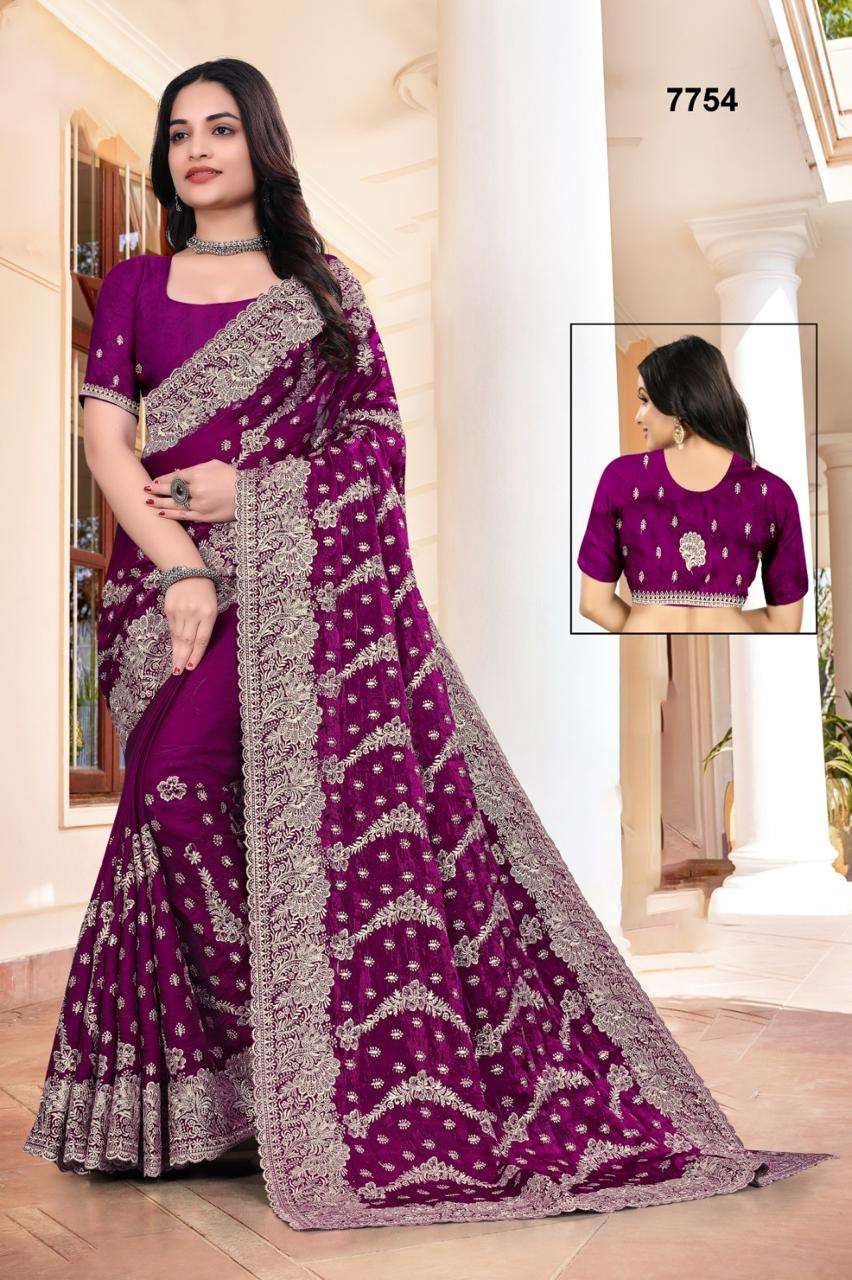 7754 COLOUR BY ASLIWHOLESALE DESIGNER PURE SATIN EMBROIDERY SAREES-00103