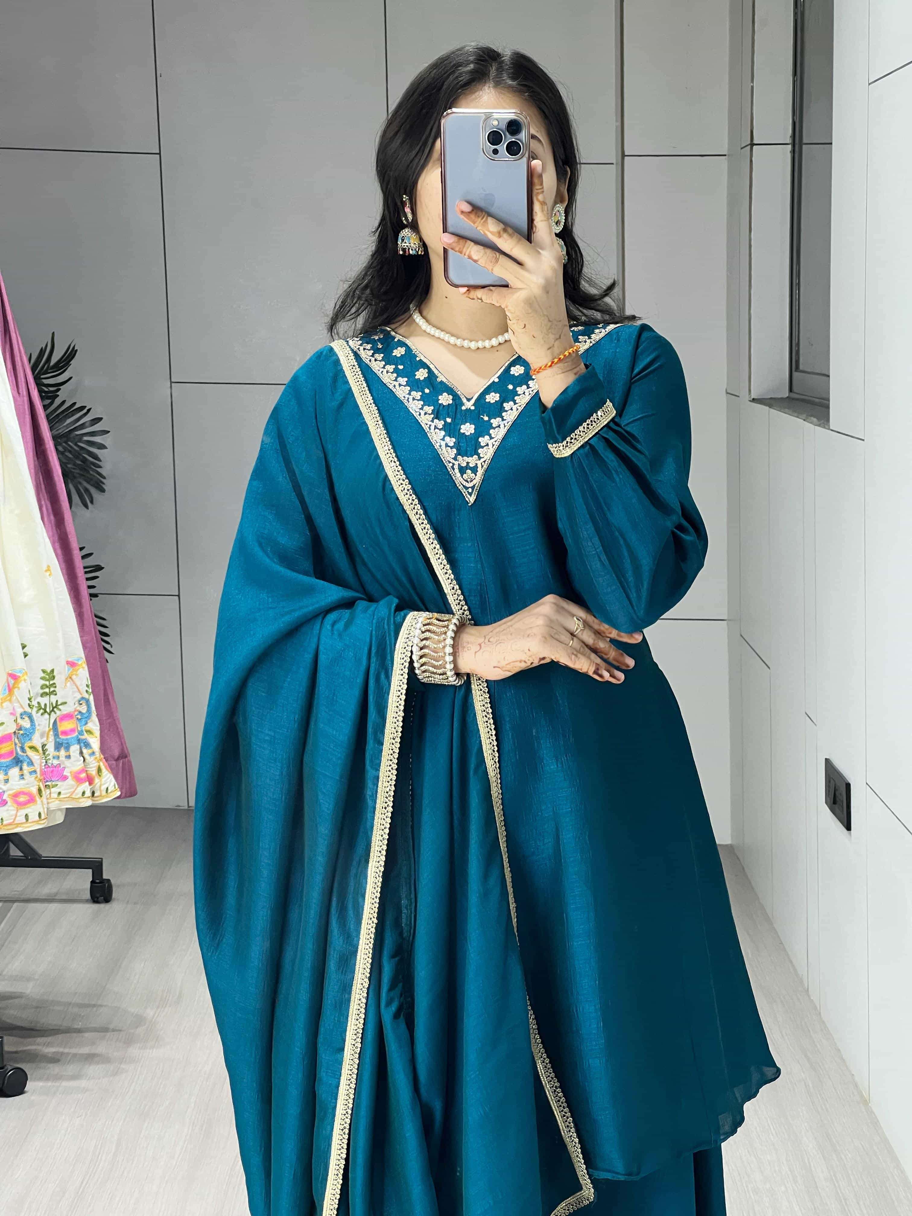 8301 COLOUR BY ASLIWHOLESALE DESIGNER PURE VICHITRA EMBROIDERY DRESSES-00135