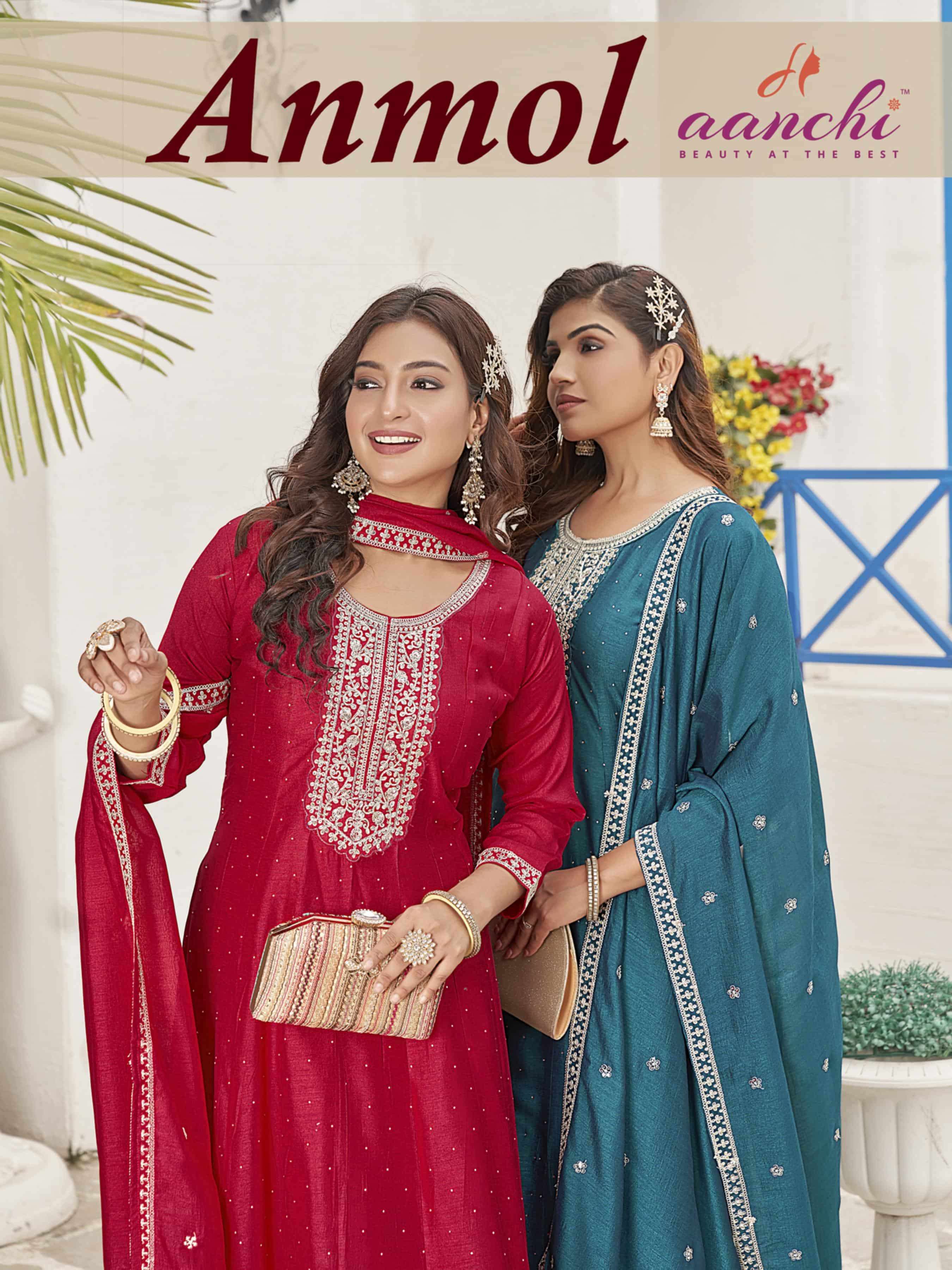 AANCHI ANMOL PURE VICHITRA SILK EMBROIDERY DRESSES-00286