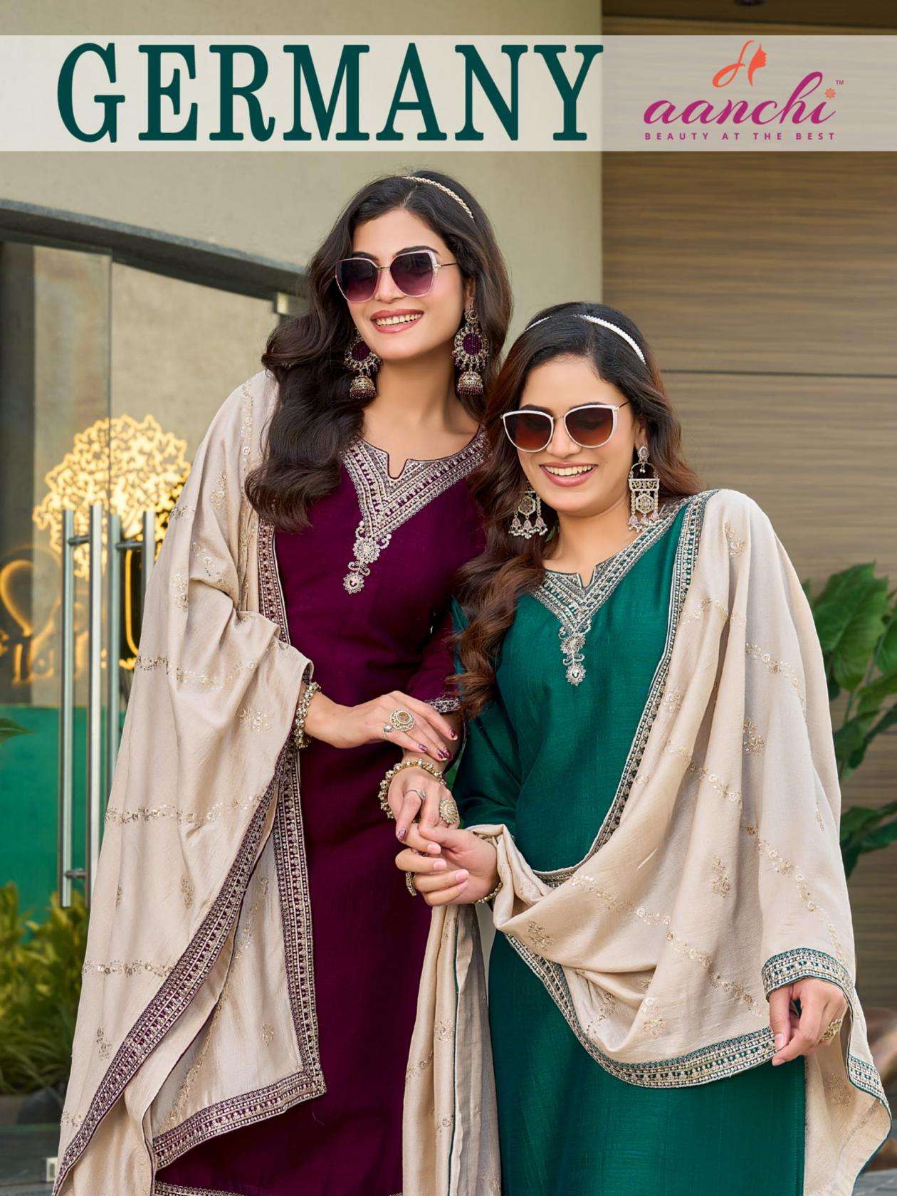 AANCHI GERMANY NX PURE VICHITRA SILK EMBROIDERY DRESSES-00286