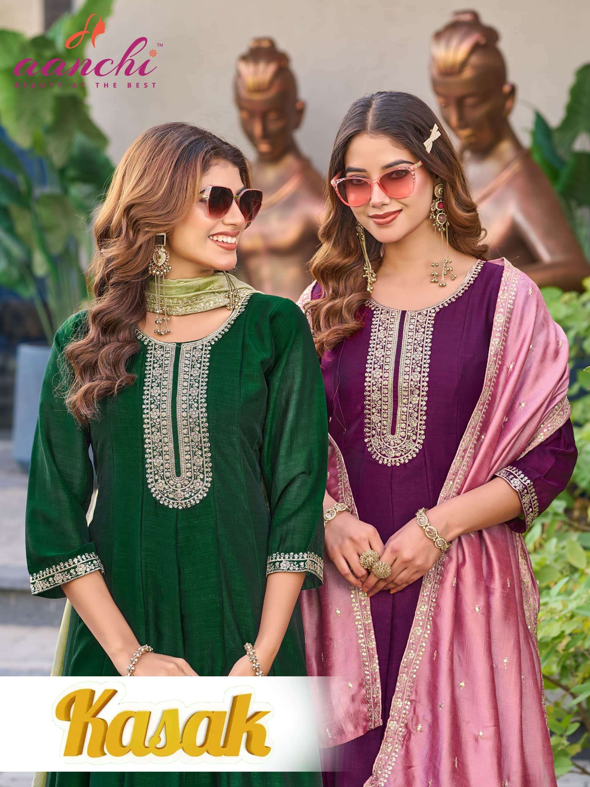 AANCHI KASAK PURE VICHITRA SILK EMBROIDERY DRESSES-00286