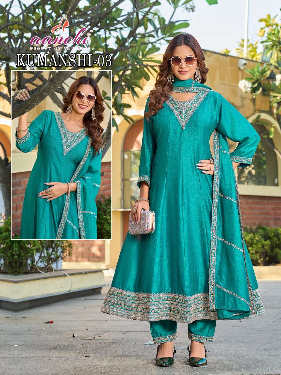 AANCHI KUMANSHI PURE VICHITRA SILK EMBROIDERY DRESSES-00286