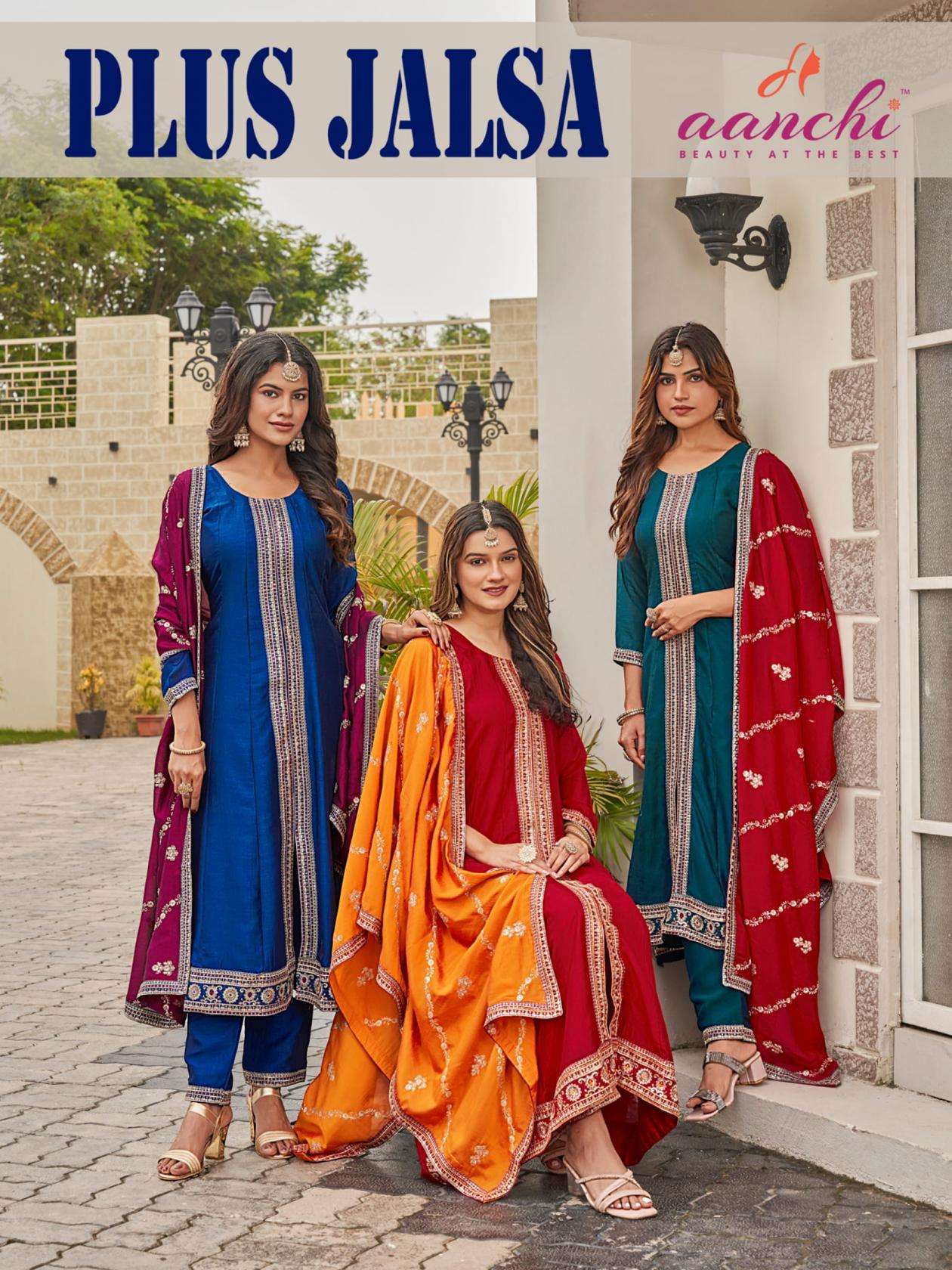 AANCHI PLUS JALSA PURE VICHITRA SILK EMBROIDERY DRESSES-00286