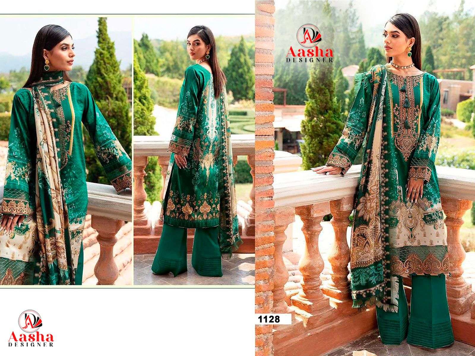 AASHA 1128 PURE COTTON PRINTED EMBROIDERY PAKISTANI DRESS-00062