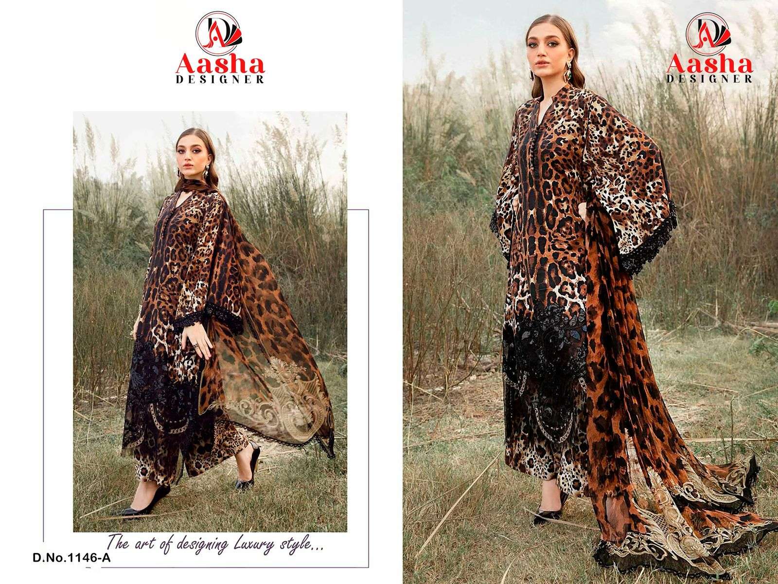 AASHA 1146 A AND C SERIES PURE COTTON PRINTED PAKISTANI DRESSES-00062