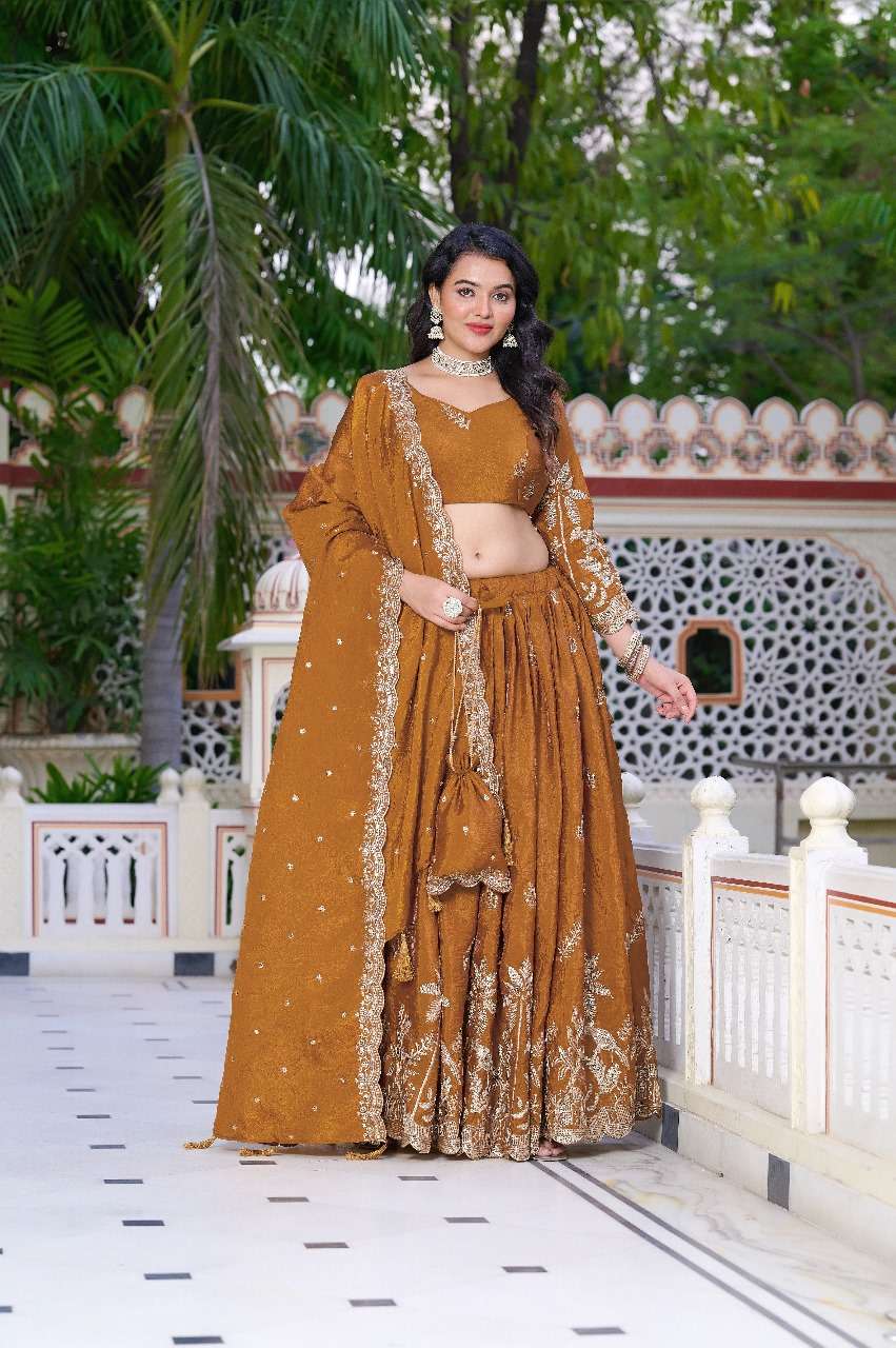 AAWIYA 1022 COLOUR PURE GOLD CRUSH EMBROIDERY LEHENGAS-00060