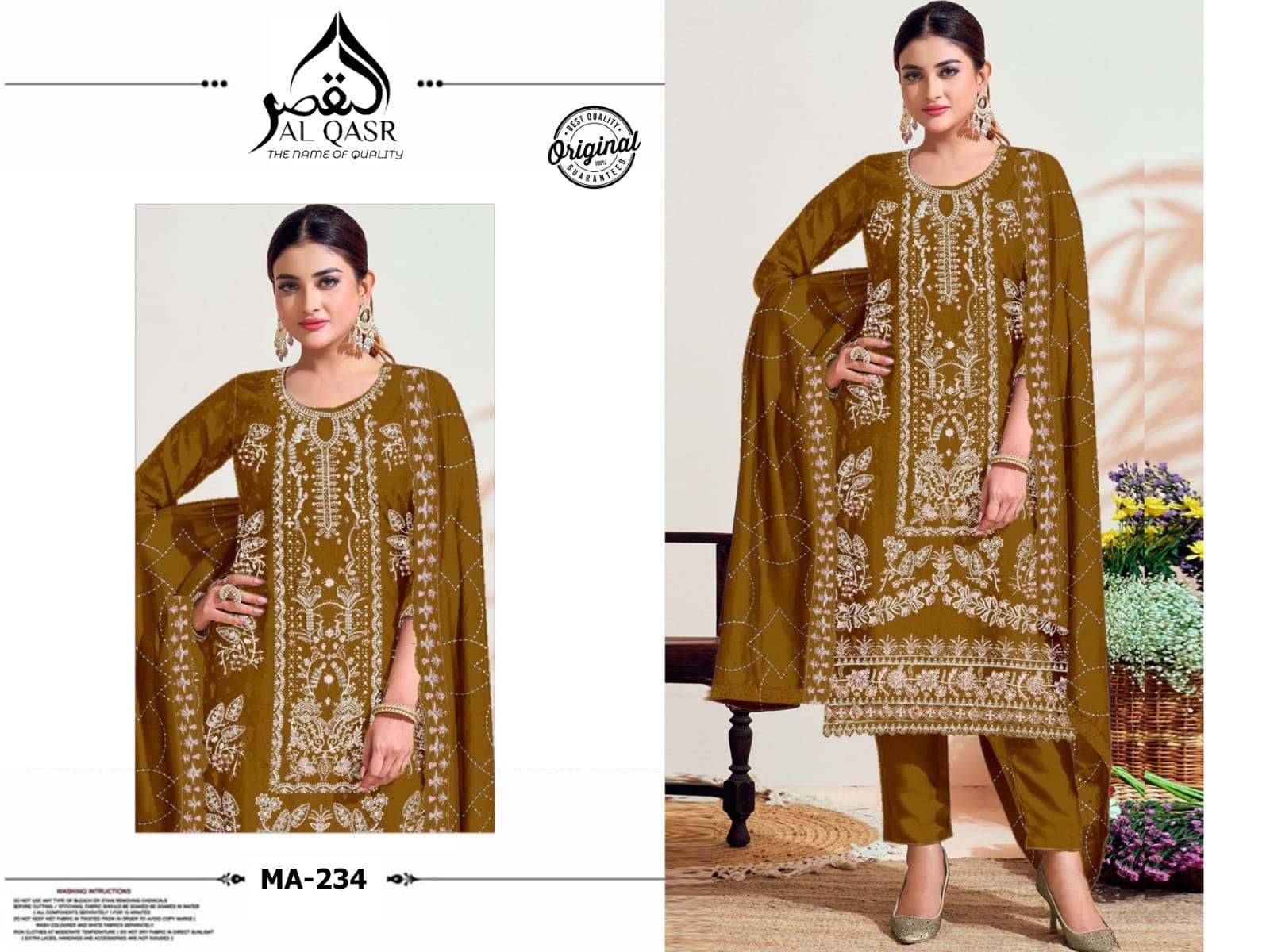 AL-QASR MA-234 PURE FAUX GEORGETTE EMBROIDERY PAKISTANI DRESSES-00245