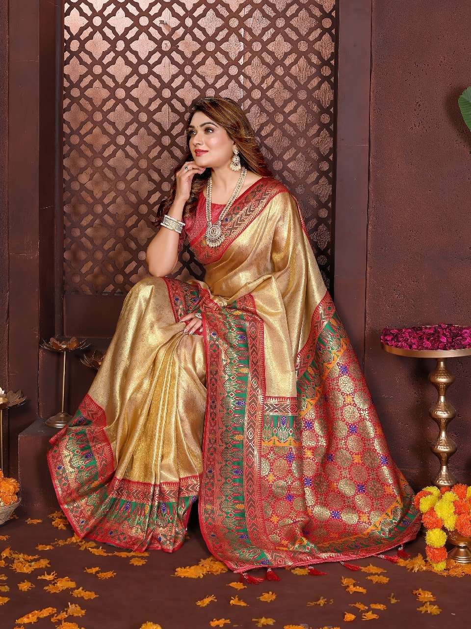 ALANKAR BY ASLIWHOLESALE DESIGNER PURE BANARASI SILK EMRBOIDERY SAREES-00125