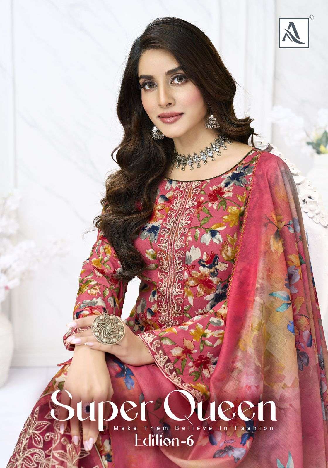 ALOK SUIT SUPER QUEEN VOL-06 PURE VISCOSE RAYON PRINTED PAKISTANI DRESSES-00201 