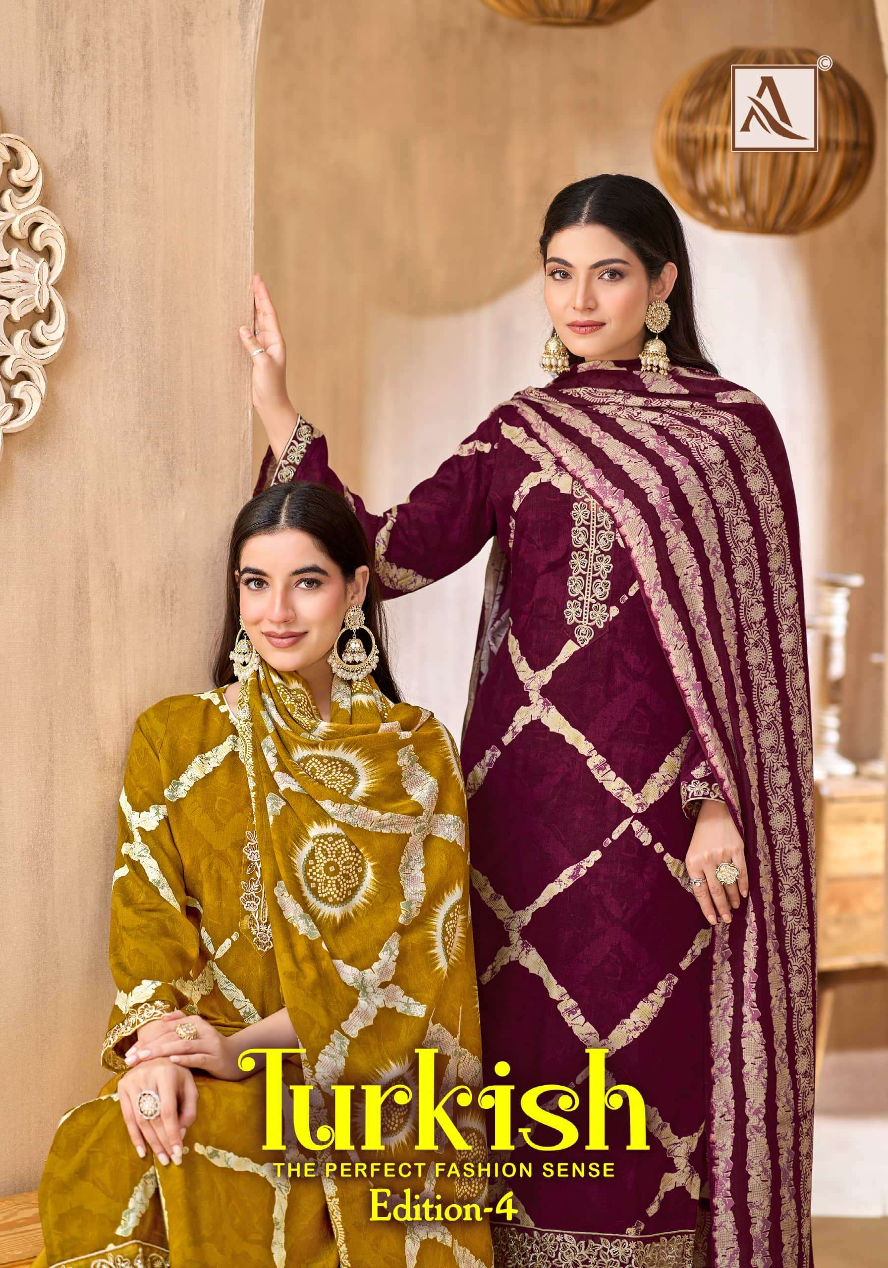 ALOK SUIT TURKISH VOL-04 PURE VISCOSE MUSLIN PRINTED EMBROIDERY PAKISTANI DRESSES-00201