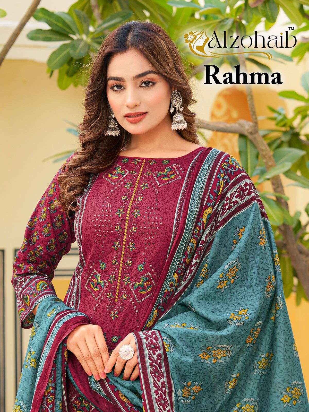 ALZOHAIB RAHMA AZ-1382 TO AZ-1385 SERIES PURE COTTON PRINTED EMBROIDERY PAKISTANI DRESSES-00062