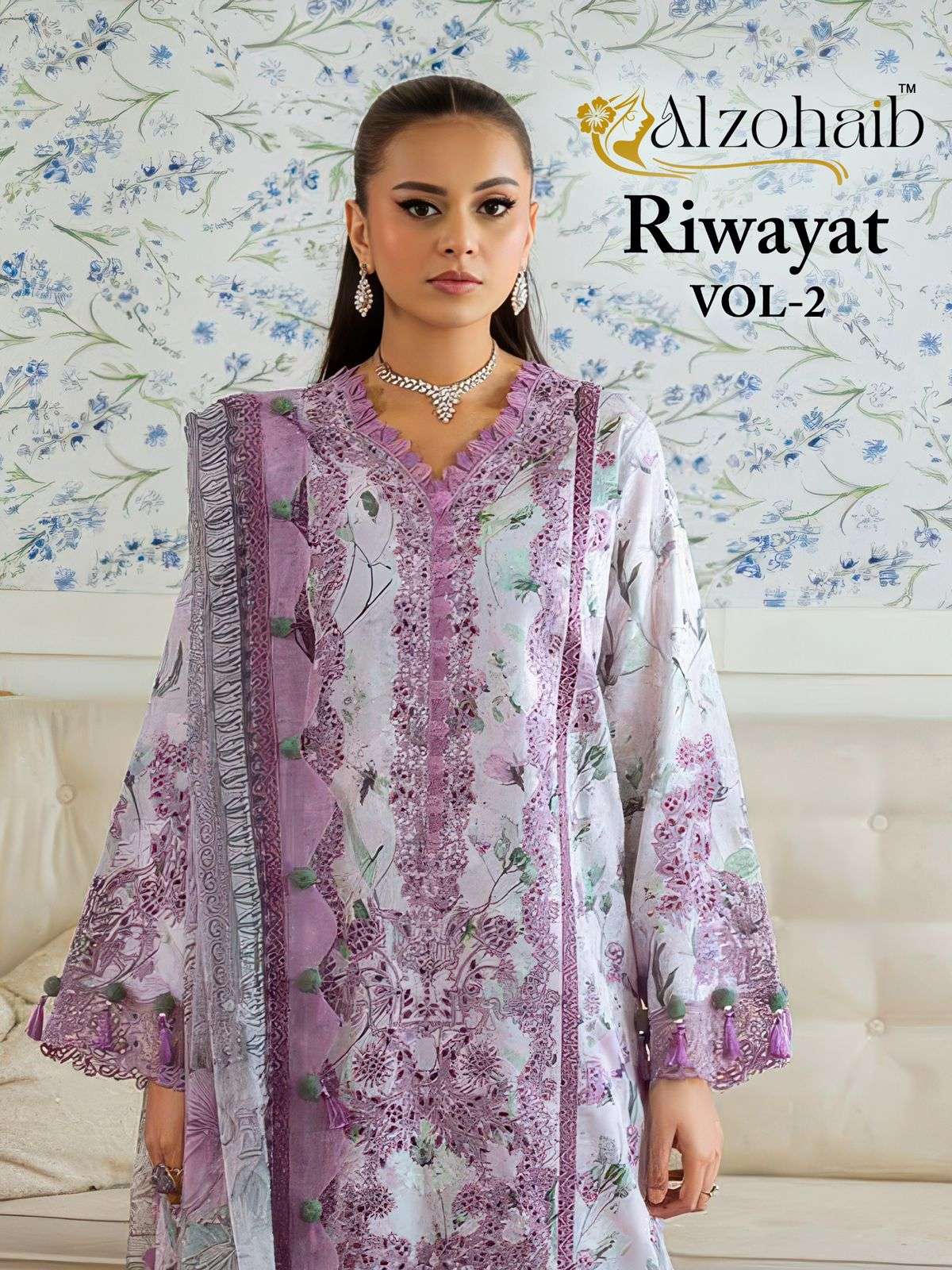 ALZOHAIB RIWAYAT VOL-02 1398 TO 1407 SERIES PURE COTTON EMBROIDERY PAKISTANI DRESSES-00062