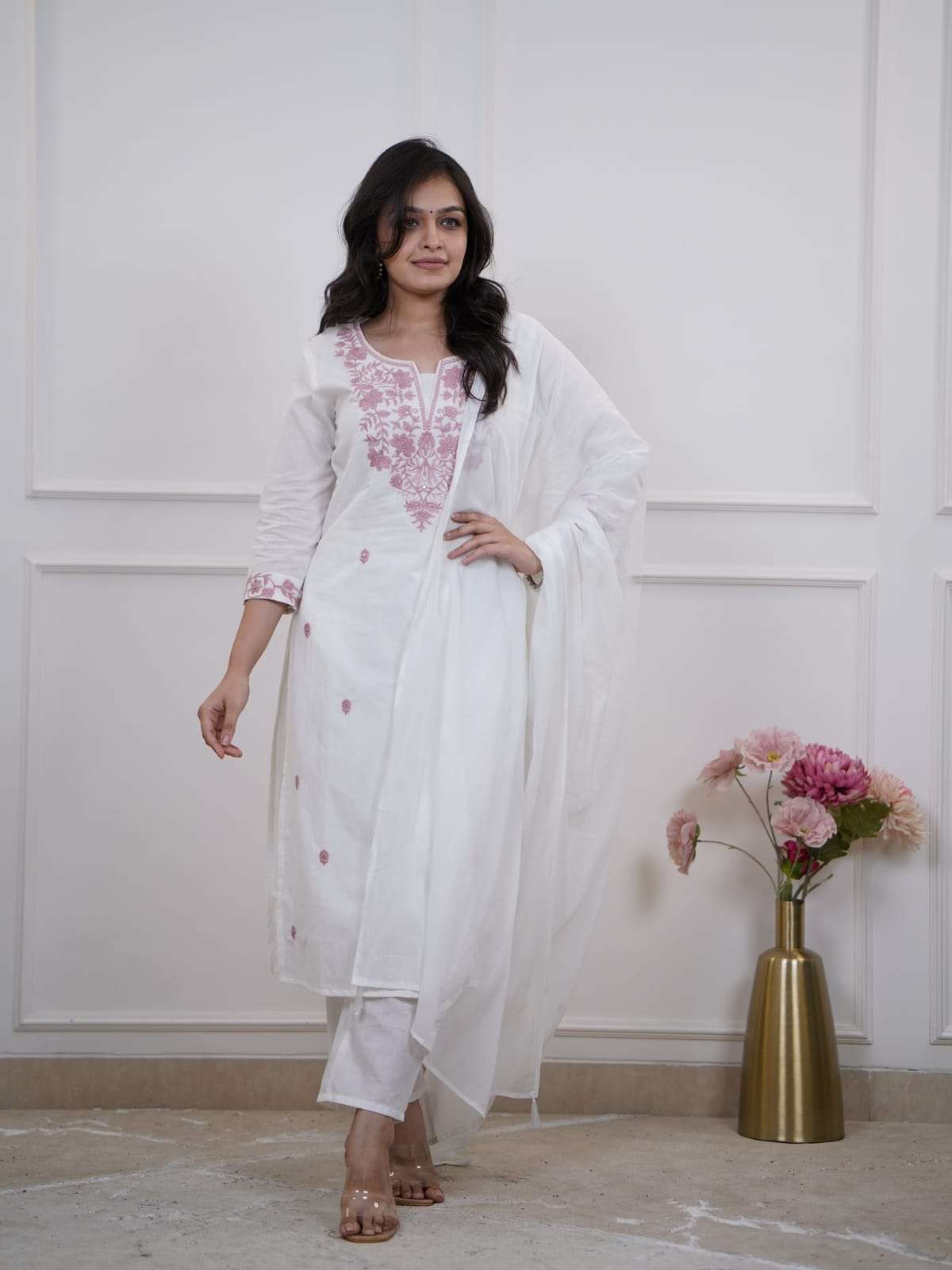 AMITA BY ASLIWHOLESALE DESIGNER PURE COTTON EMBROIDERY DRESSES-00264