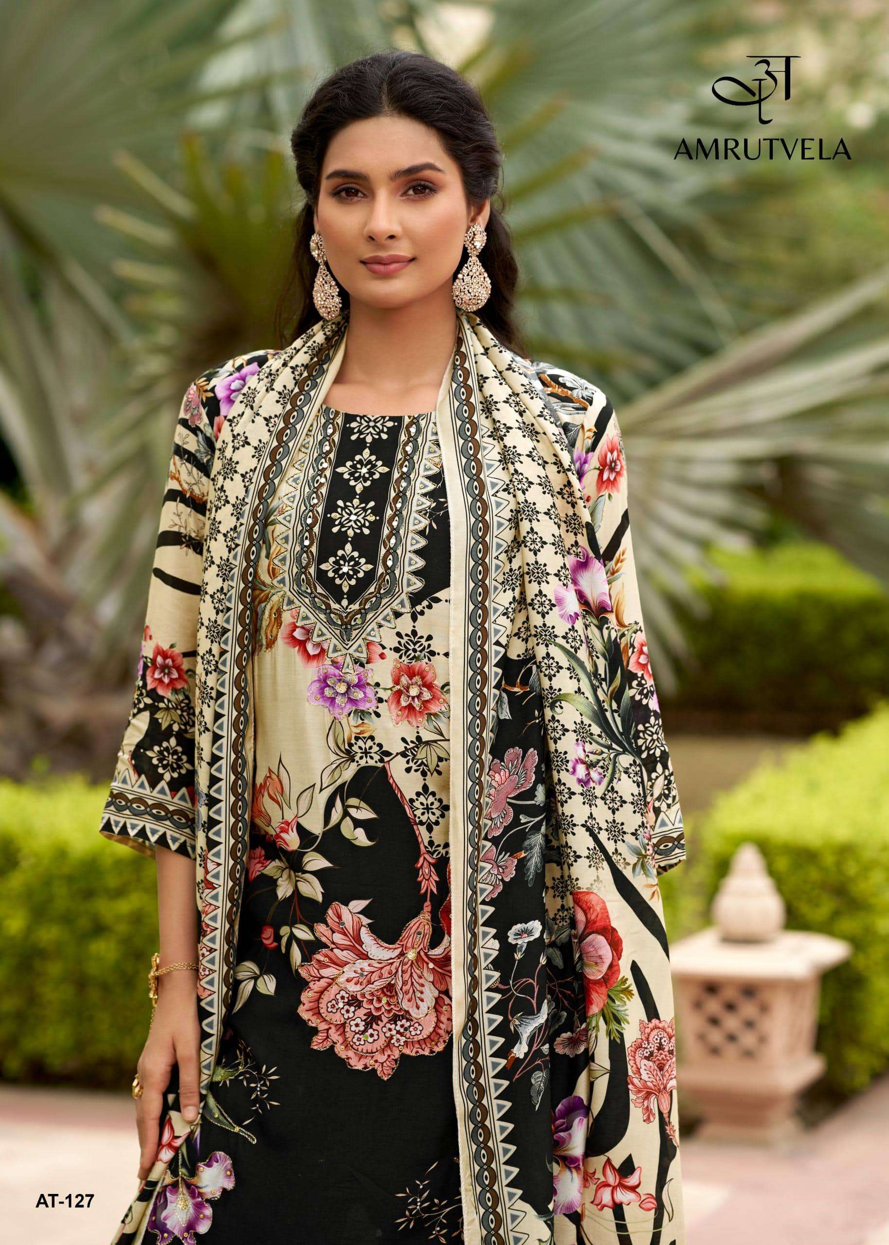 AMRUTVELA AT-127 PURE VISCOSE MUSLIN EMBROIDERY PRINTED PAKISTANI DRESSES-00062