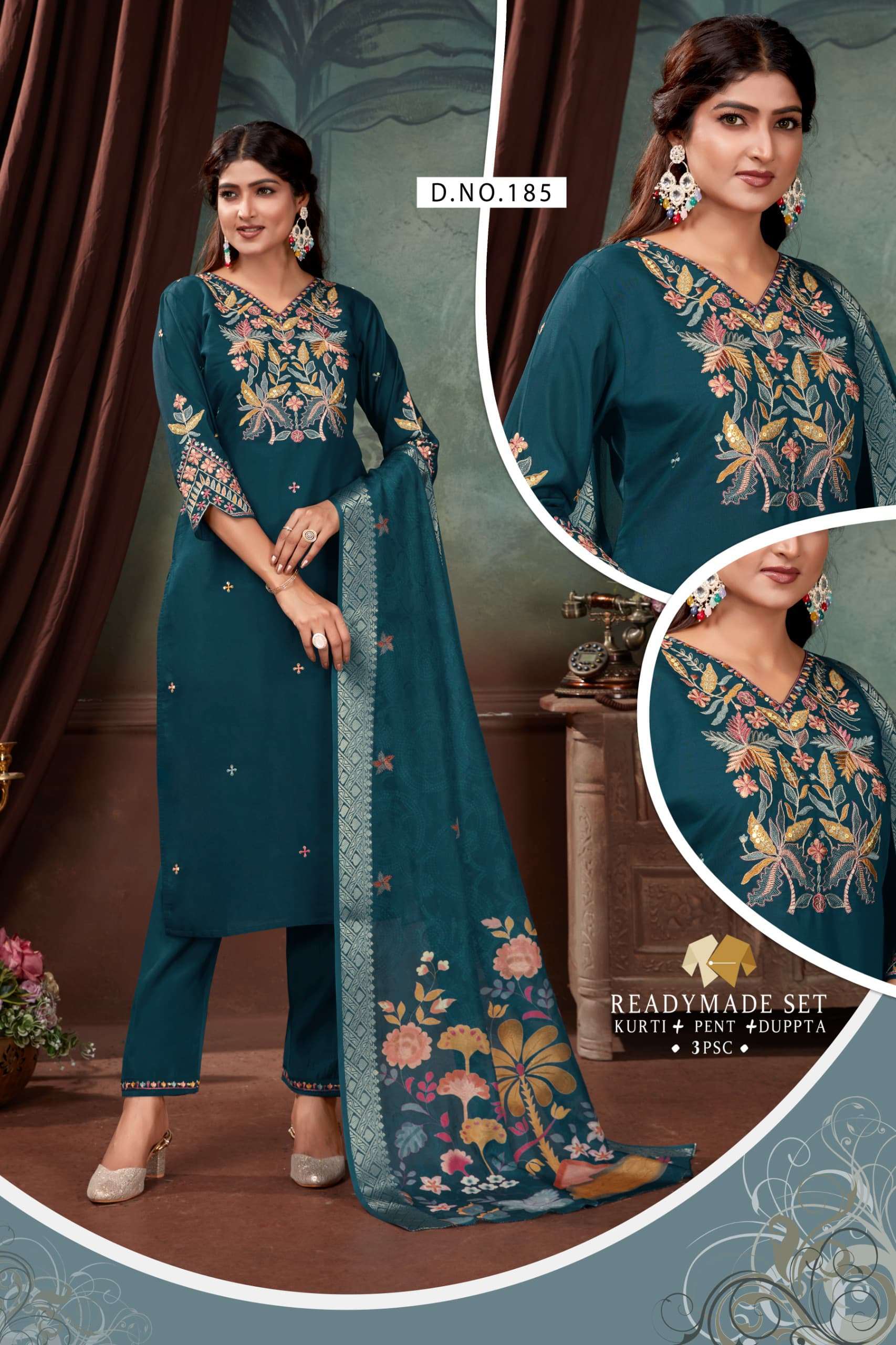 APSARA VOL-4 BY ASLIWHOLESALE DESIGNER PURE ROMAN SILK EMBROIDERY DRESSES-00401