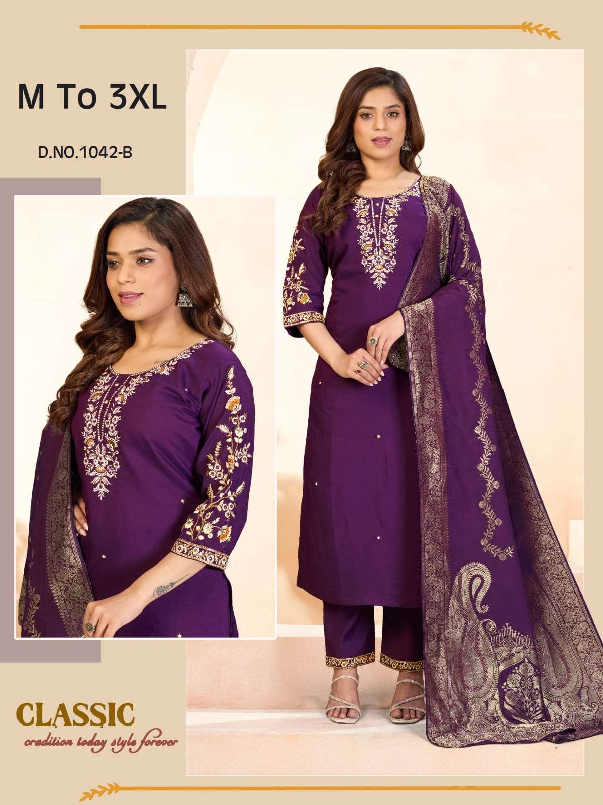 APSARA VOL-5 1042 BY ASLIWHOLESALE DESIGNER PURE ROMAN SILK EMBROIDERY DRESSES-00401