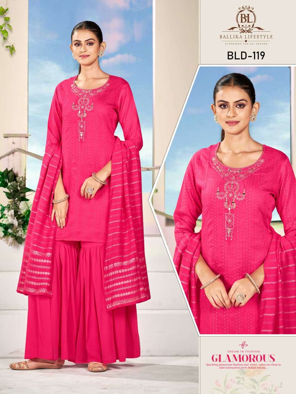 BALLIKA LIFESTYLE BLD-118 TO BLD-119 SERIES PURE GEORGETTE EMBROIDERY DRESSES-00316