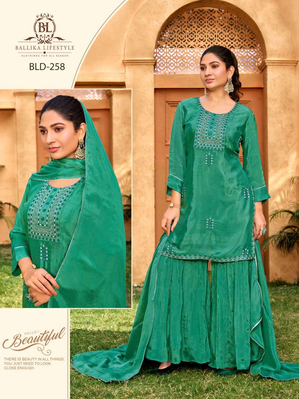 BALLIKA LIFESTYLE BLD-257 TO BLD-258 SERIES PURE CHINON EMBROIDERY DRESSES-00316