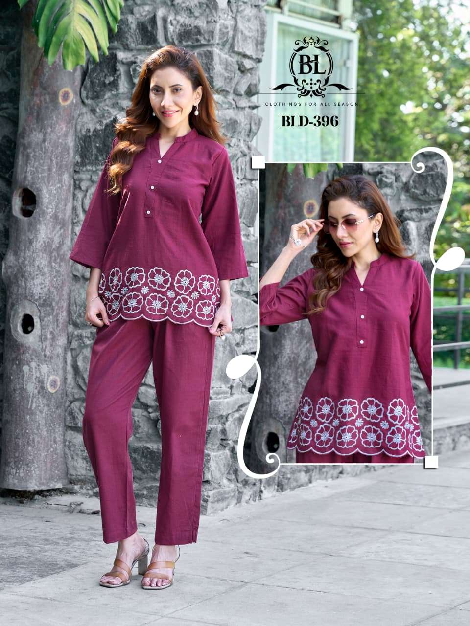 BALLIKA LIFESTYLE BLD-396-401-404 SERIES PURE COTTON EMBROIDERY CO-ORD SET-00316