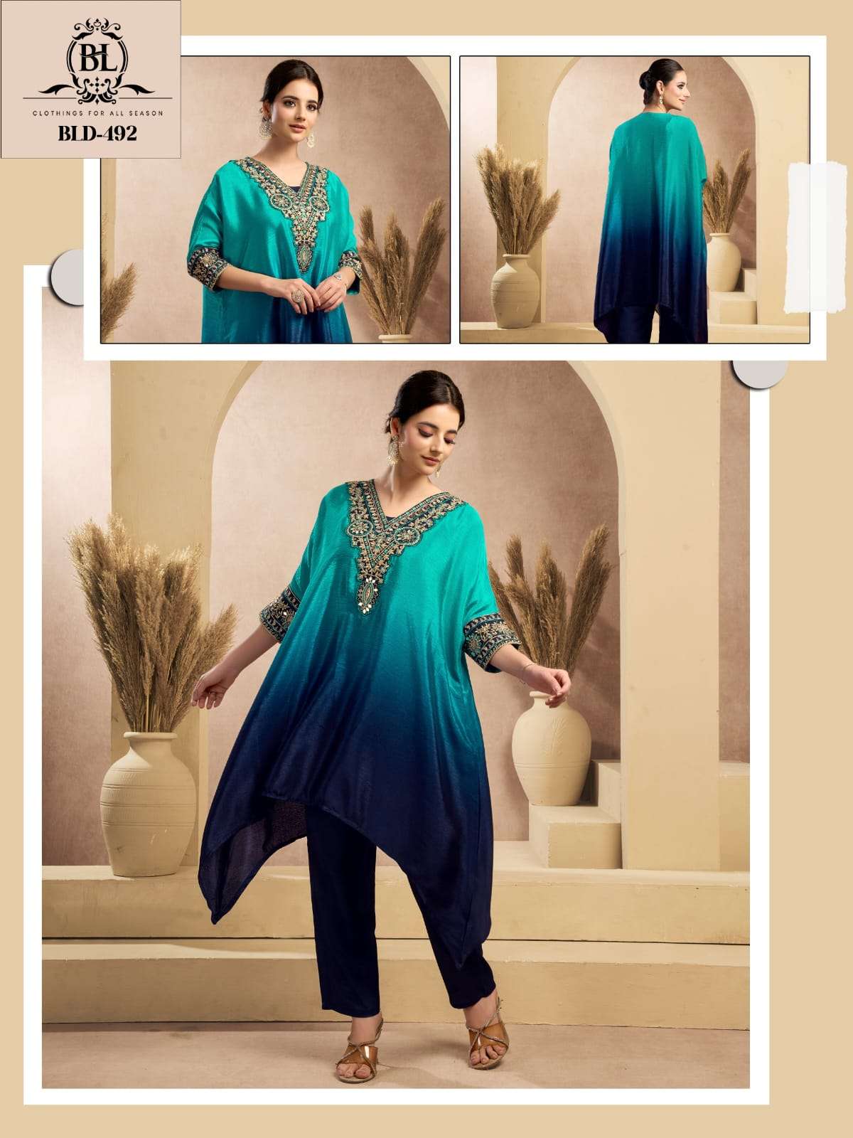 BALLIKA LIFESTYLE BLD-490 TO BLD-491 SERIES PURE CHINON EMBROIDERY CO-ORD SET-00316