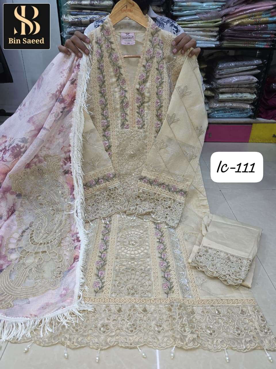 BIN SAEED IC-111 PURE FANCY EMBROIDERY PAKISTANI DRESSES-00272