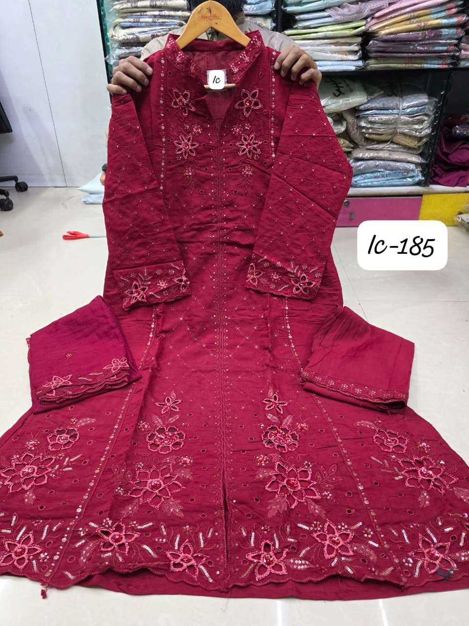 BIN SAEED IC-185 PURE COTTON EMBROIDERY PRINTED PAKISTANI DRESSES-00272
