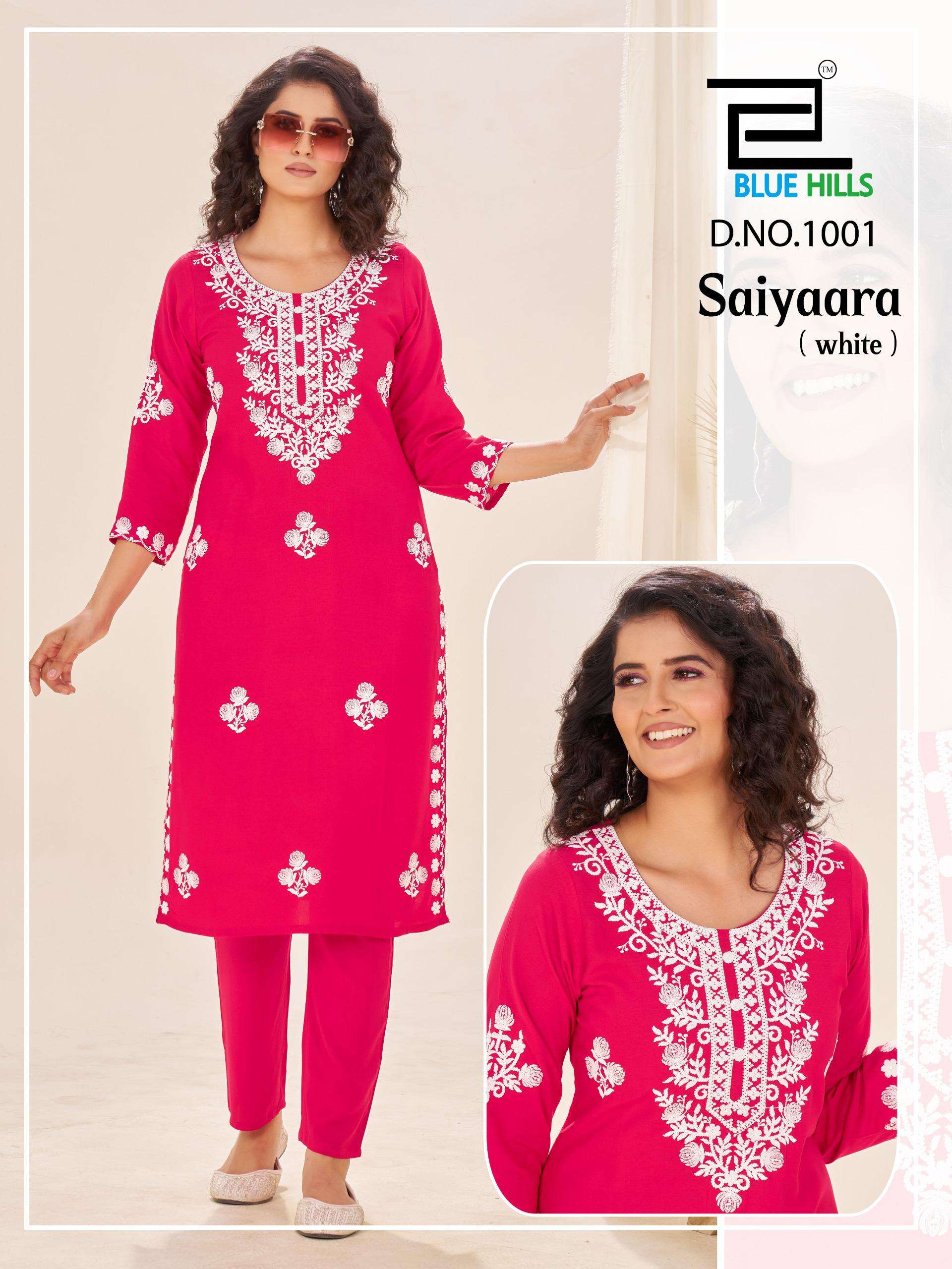 BLUE HILLS SAIYAARA 1001 TO 1004 SERIES PURE RAYON PRINTED KURTIS-00099