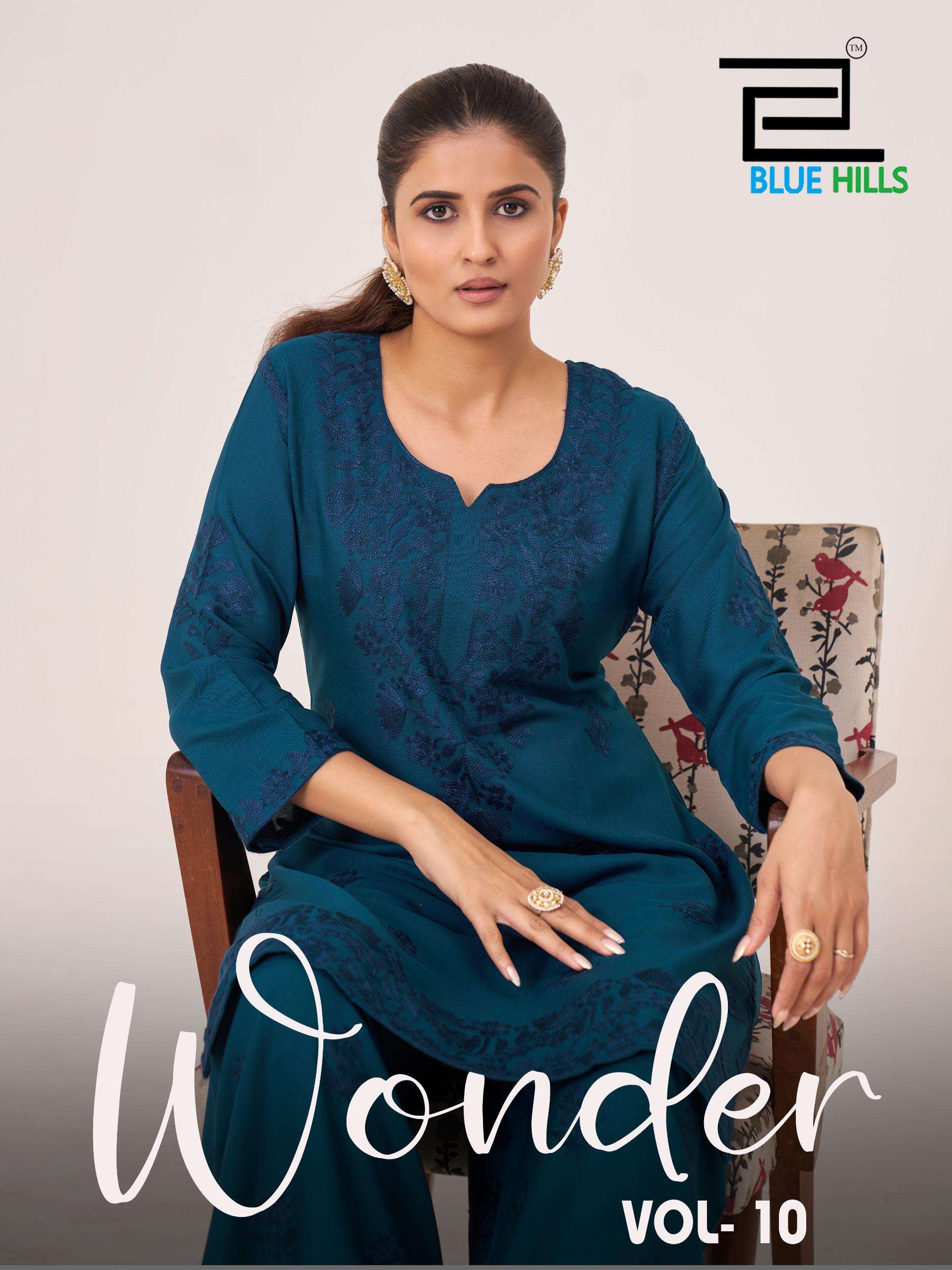 BLUE HILLS WONDER VOL-10 1001 TO 1006 SERIES PURE RAYON PRINTED KURTIS-00099